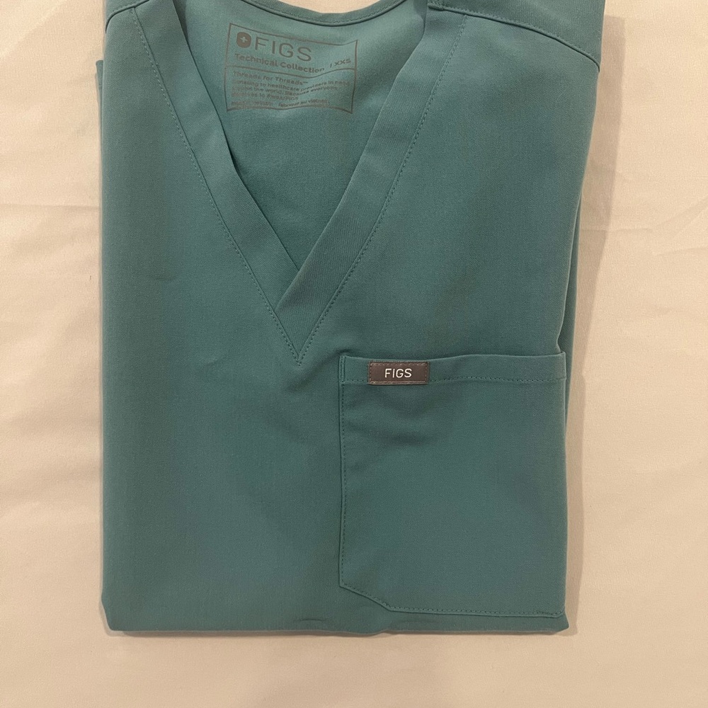 Figs Ocean Blue V-Neck Scrub Top
